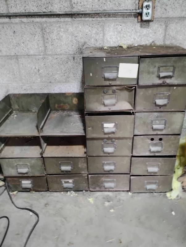 Metal parts organizer with contents