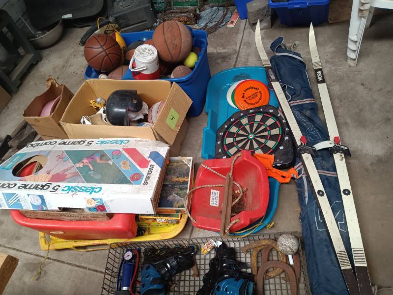 Collection of Vintage toys and sports equipment