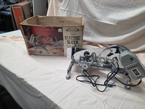 Rival Chrome Electric Slicer Vintage Countertop Food Slicer w Box