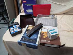 Office Desk Accessories Supply Lot Tray File Stapler Paper Clips Envelopes