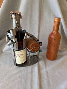 Decorative Wine Bottle Holder & Wooden Bottle Puzzle Case Lot