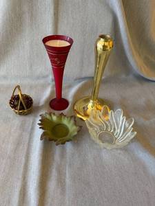 Mixed Decorative Candle Holders Brass Candlestick Glass Votive Lot