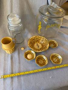 Vintage Planters Mr. Peanut Glass Jars Mug Bowls Advertising Lot