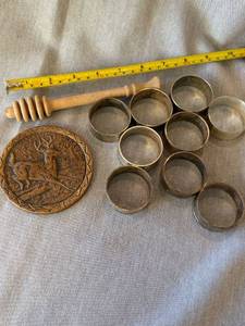 9 Metal Napkin Rings Deer Coaster Wood Honey Dipper Rustic Decor Lot