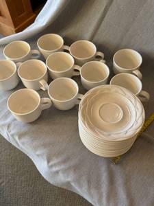 Pfaltzgraff White Acadia Cups & Saucers Set 11 Cups 12 Saucers