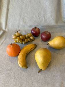 Vintage MCM Faux Fruit Decor Lot 7 Pc Apples Pears Grapes Banana