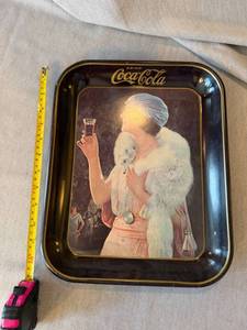 Coca-Cola Metal Serving Tray Flapper Lady Graphic Approx 13x10.5 Good