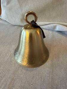 Unbranded Brass Tone Decorative Hand Bell Etched Border 5 in Good