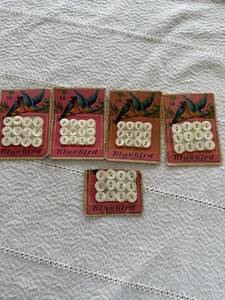 Bluebird Pearl Buttons Carded Lot of 5 Mother of Pearl Sizes 16 18