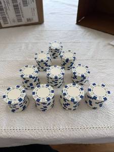 Da Vinci Poker Chips Blue White 100 Count Non-Denominated Set
