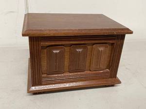 Vintage Wooden Hinged Keepsake Box Paneled Desktop Storage Chest