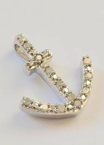 Sterling Silver Diamond Anchor Pendant