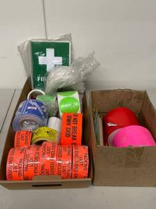 Mixed Shipping Safety Label Lot w First Aid Signs & Checklists