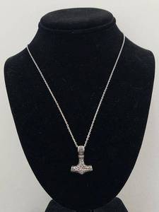 Sterling Silver Engraved Mjolnir Necklace