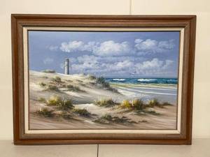Antonio Signed Framed Seascape Oil Painting Lighthouse 24x36