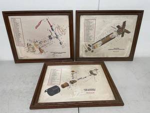 Honeywell Framed Military Technical Diagram Prints Set of 3, Fair
