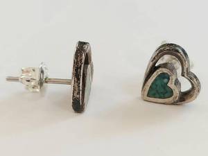 Sterling Silver Earrings with Turquoise Inlay