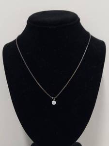 Italian sterling silver chain w clear stone pendant