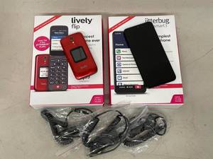 Lively Jitterbug Flip2 & Smart3 Cell Phone Bundle w Boxes Chargers