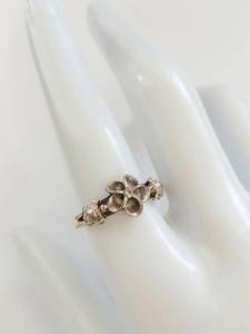 Sterling Silver Floral Ring with Clear Stones