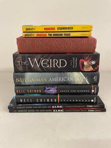 Fantasy Book Lot Neil Gaiman Moorcock Elric American Gods 9 Volumes
