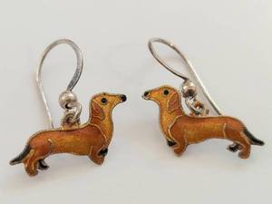 Sterling Silver Dachshund Dangle Earrings