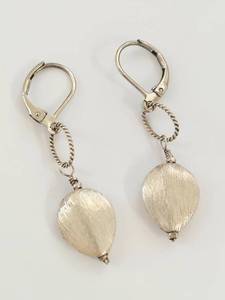 Sterling Silver Oval Dangle Leverback Earrings