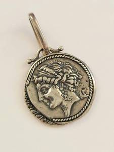 Sterling Silver Greek Coin Style Pendant