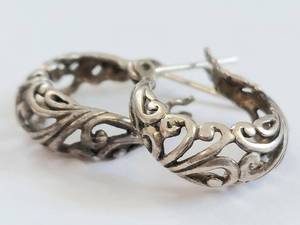 Sterling Silver Filigree Style Mini Hoop Earrings