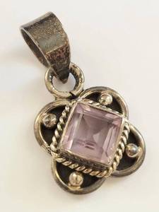 Sterling Silver Purple Stone Quatrefoil Pendant