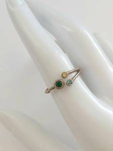 Sterling Silver 3 Stone Multicolored Ring