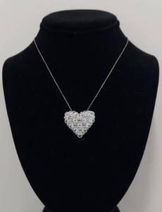 Sterling Silver Italian Clear Stone Heart Necklace