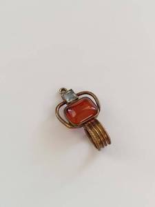 Gold-Tone Sterling Silver Red Stone Pendant