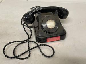 Vintage Swiss Black Desk Telephone No-Dial PBX Extension Phone