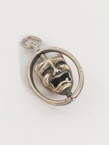 Sterling Silver Theater Mask Spinner Pendant