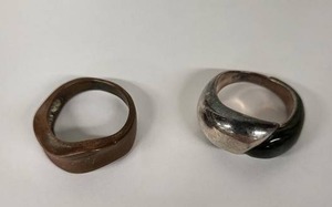 Jade Ring Designed by RLM (Robert Lee Morris) with Brown Ring from Italy Both Rings Size 8