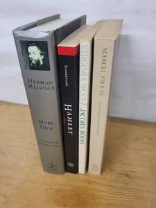 Classic Novel Book Set - Moby Dick, Hamlet, Jacobs Room & the Past Recreated (Lot of 4)