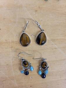 Chaps & Tiger Eye Earrings (Lot of 2 Pairs)