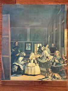 Oil on Canvas Titled Las Meninas after Velazquez Las Meninas 18x20 Framed Painting