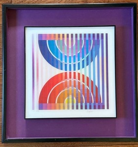 Yaacov Agam Signed Limited Edition Agamograph Framed Op Art Print