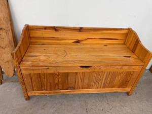 Rustic Pine Storage Bench Blanket Chest Lift Top 42in Country Style