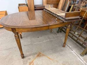Vintage Oval Extension Dining Table w Leaf Oak Finish 60x41 Good