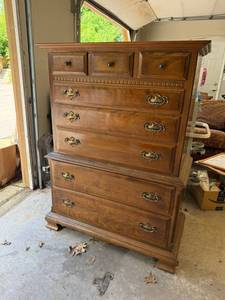 Traditional Chest on Chest Dresser Brown Wood 8 Drawer 55x40x20