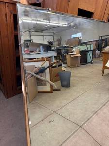 Large Frameless Beveled Wall Mirror 60 x 40 Metal Clips Good
