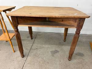 Antique Solid Wood Farmhouse Work Table w Shelf 30x36x30 Rustic