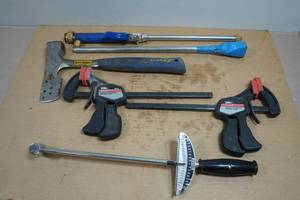 Assorted Tools - Clamp, Torque Wrench, Hammer