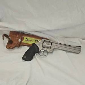 Taurus M44 Stainless, Ported, Vent Rib 44 Mag, 6, Like New, Leather Holster