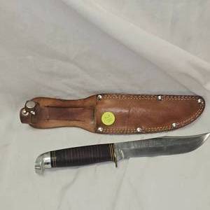 Western Knife Leather Handle and Sheath, As New old