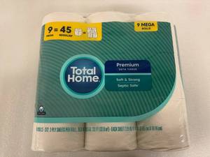 2x 9 Rolls  Total Home Premium Bath Tissue