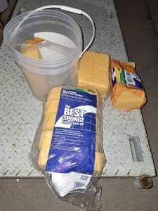 Tile sponges and bucket